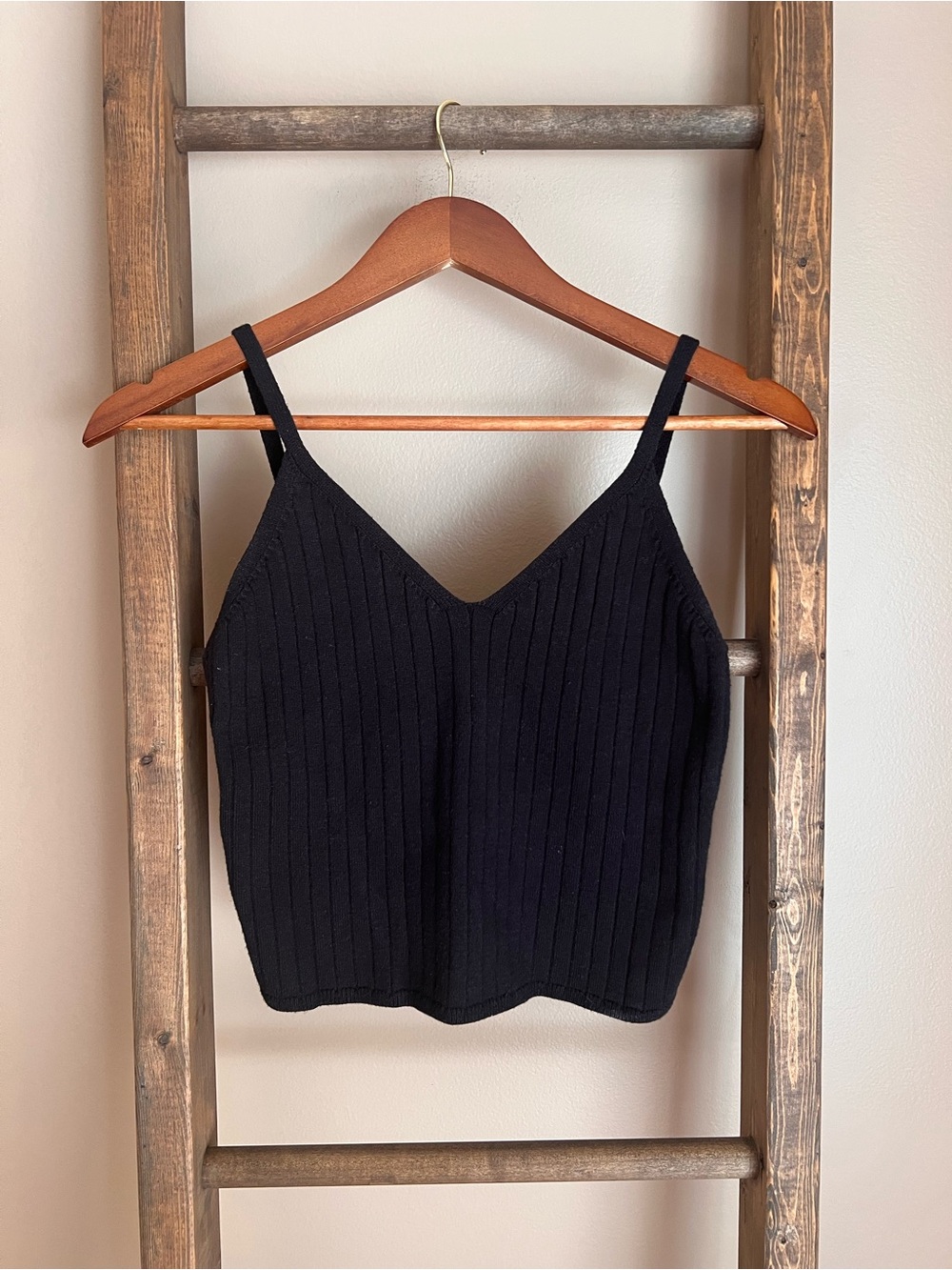 Abercrombie Black Ribbed V-Neck Knit Cami Top